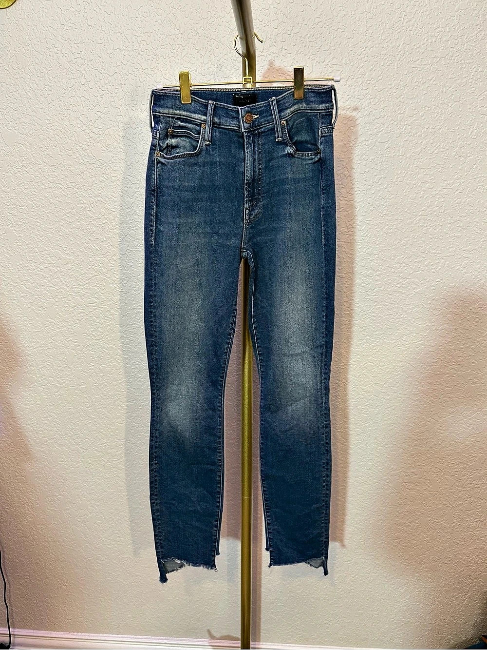 Mother The Stunner Two Step Fray Skinny Jeans Blue Waist 24 (B4)